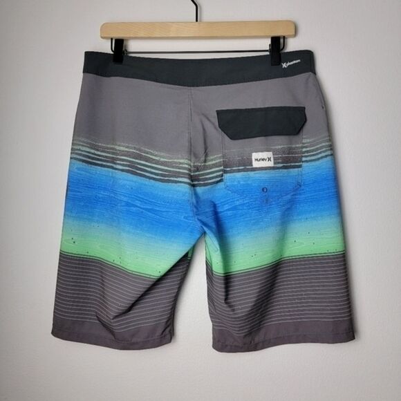 Hurley Men’s Phantom Gray Blue Green Overspray 20” Board Shorts Size 30 - Picture 7 of 15